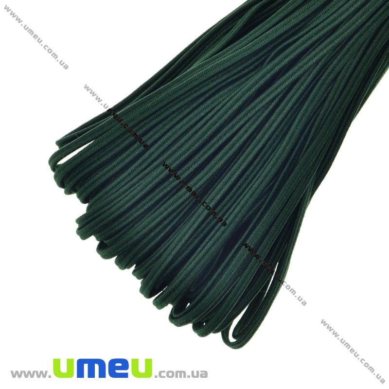 Резинка шляпная плоская, Темно-зеленая, 2 мм, 1 м (LEN-011049)