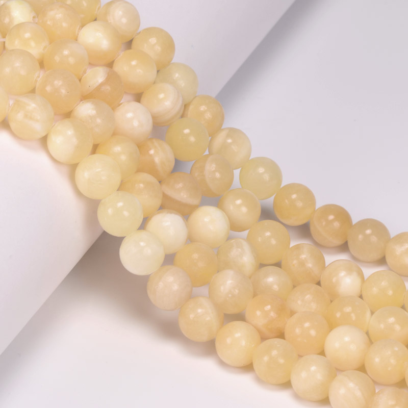 Намистини Нефрит жовтий, Натур. камінь, 10,5 мм, Круглі (BUS-056092)