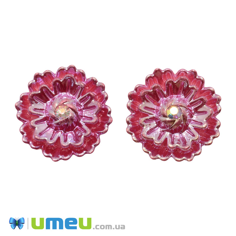 Кабошон из полимерной глины, Цветок красный, 25 мм (KAB-050785)