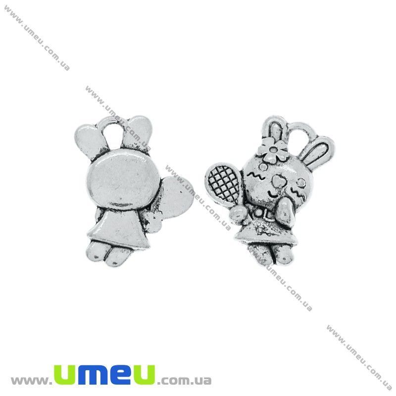 Подвеска метал. Зайчик, 16х11 мм, Античное серебро (POD-021105)