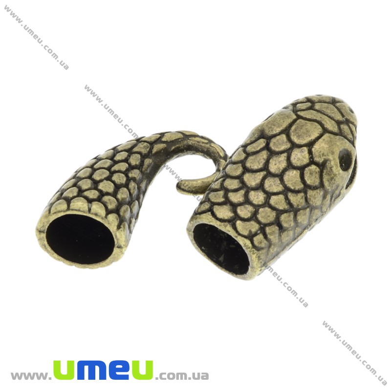 Застібка для вклеювання шнура Змія, Антична бронза, 41х13 мм (ZAM-025928)