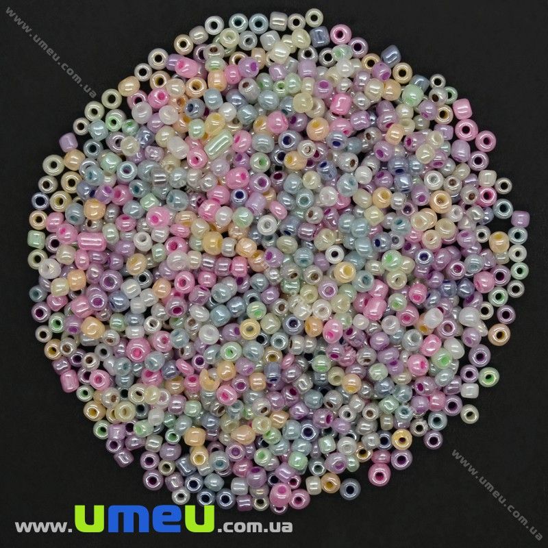 Бісер китайський середній, 8/0, Мікс перламутровий, 3 мм (BIS-026161)