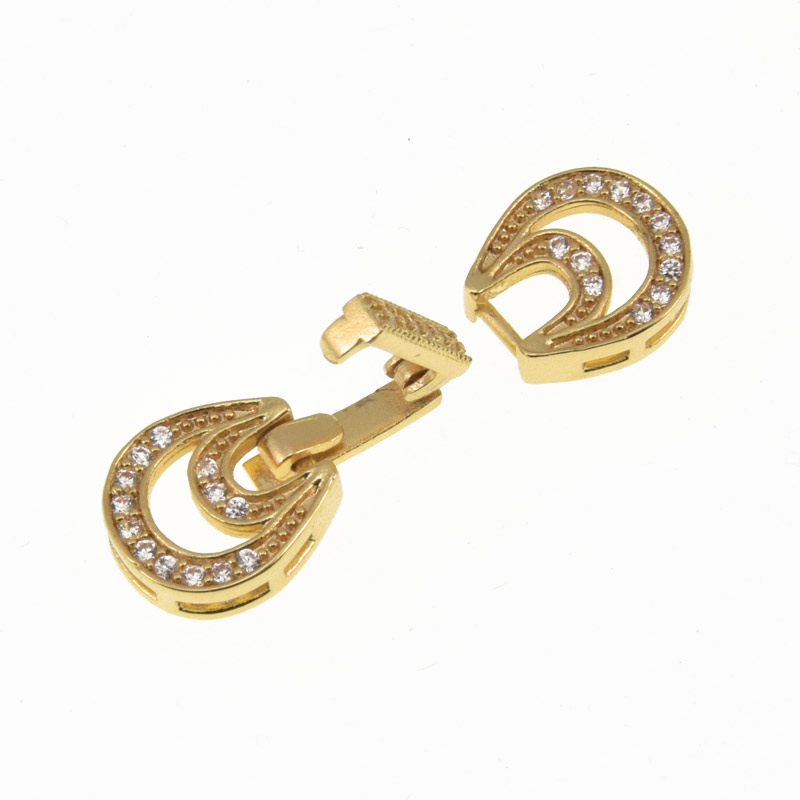 Застібка, 23х9 мм, Латунь з покриттям 18 kt, Куб. цирконій (ZAM-060826)