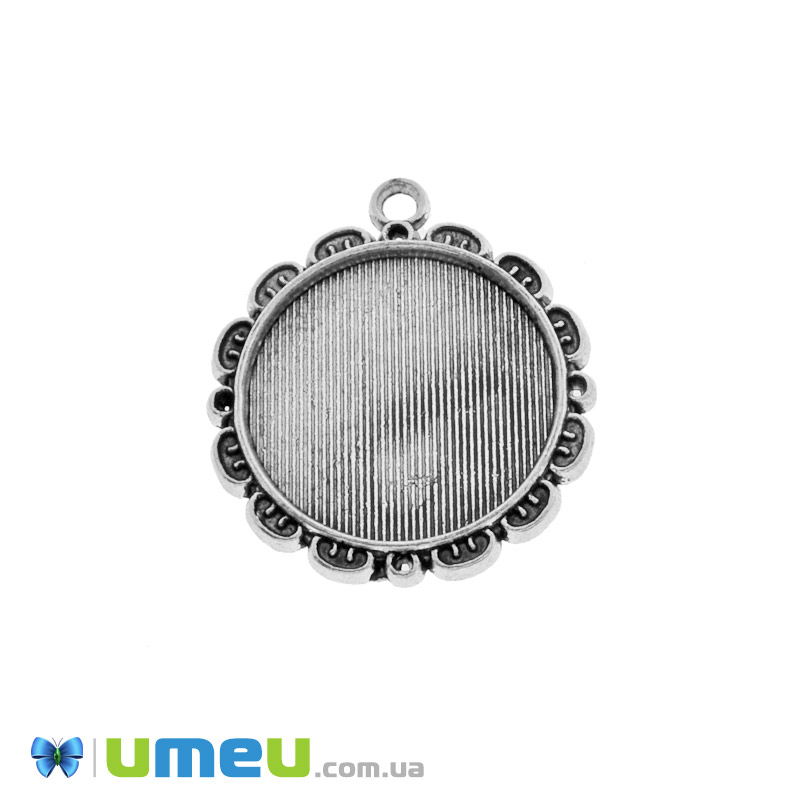 Основа кругла, 36х32 мм, 25 мм, Античне срібло (OSN-049444)