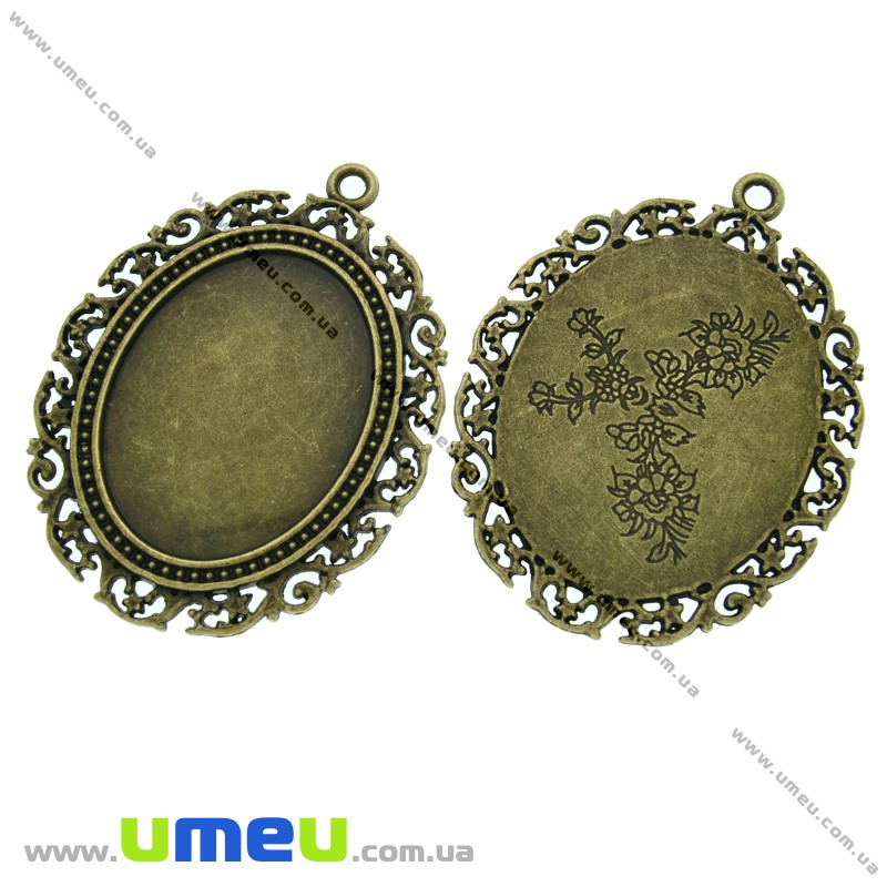 Основа овальна ажурна, 64х48 мм, 40х30 мм, Антична бронза (OSN-011152)