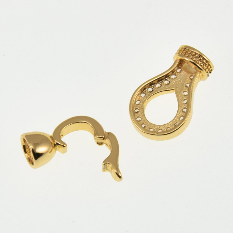 Застёжка, 23х9,5 мм, Латунь с покрытием 18 kt, Куб. цирконий (ZAM-060838)