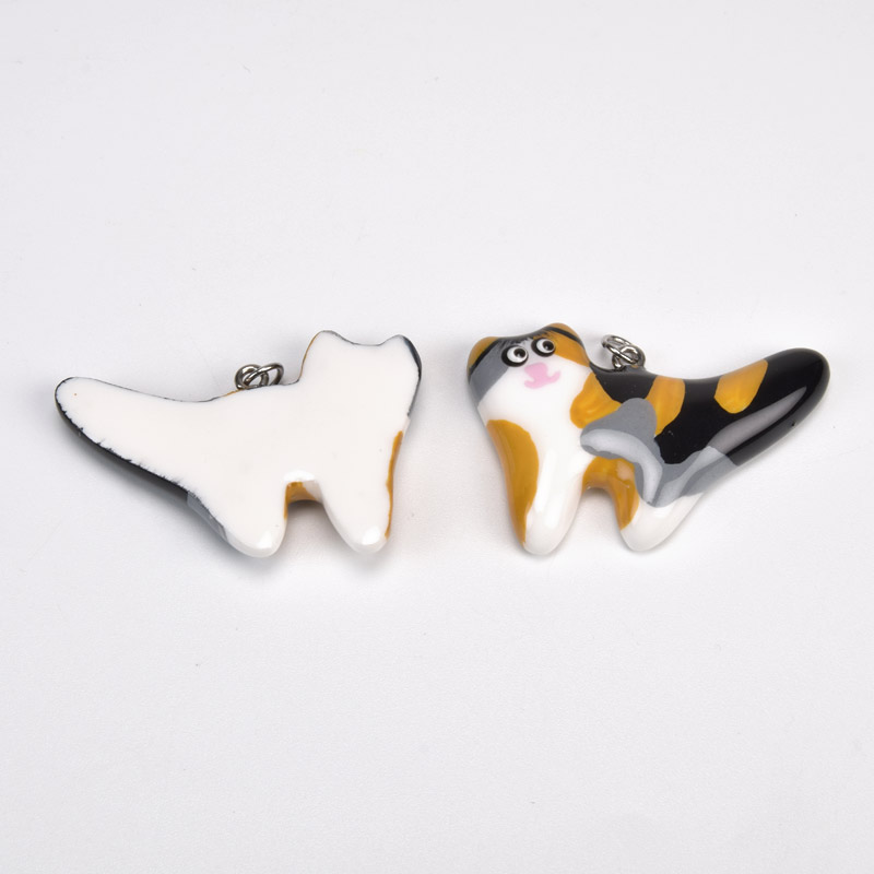 Підвіска Котик з полімерної глини, 40х27 мм, Різнокольоровий (POD-059377)