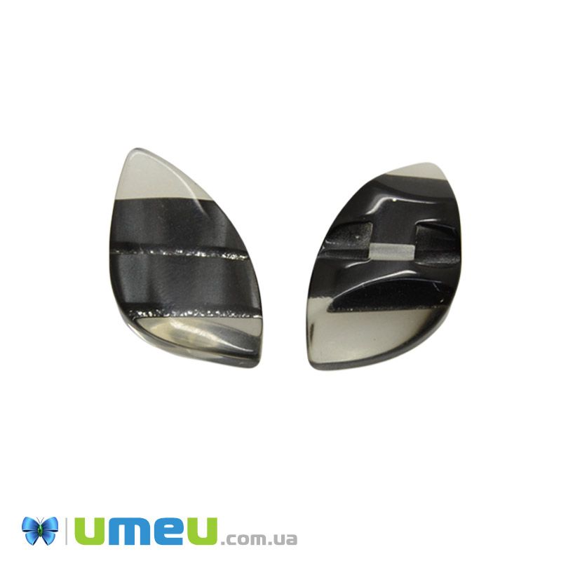 Гудзик пластиковий на півніжці Човен, 26х14 мм, Прозорий (PUG-046377)