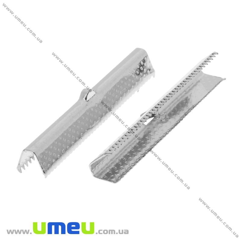 Затиск для стрічок, 45х8 мм, Світле срібло (ZAG-031825)