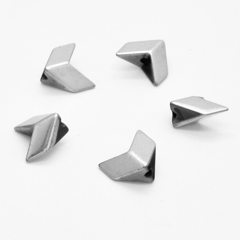 Намистини Гематит, Нат. камінь, Зиг-заг, 8х7х4 мм, З покриттям, Сріблясті (BUS-054035)