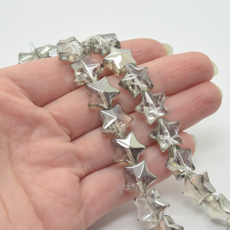 Намистини скляні, Зірка, 13х7 мм, Сірі (BUS-057502)