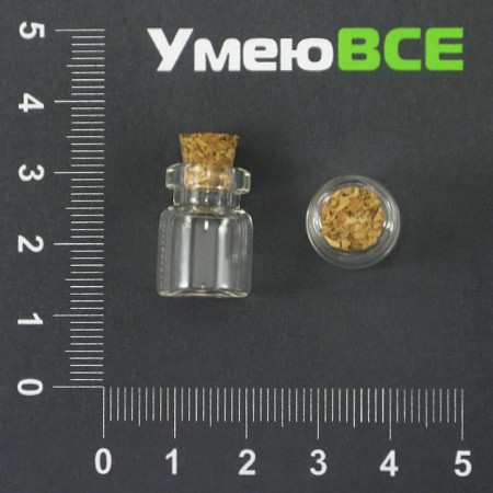 Стеклянная баночка с пробкой, 13х18 мм (DIF-001731)