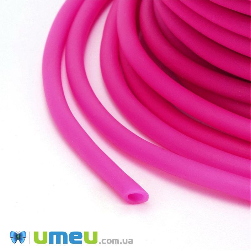 Шнур каучуковый полый, 3 мм, Малиновый (LEN-040190)
