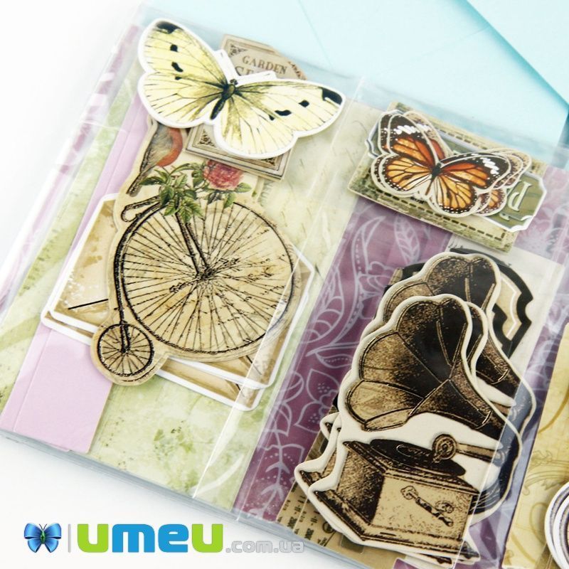 Набір скрапбукінгу для виготовлення 15-ти великих листівок з конвертами (DIF-032717)