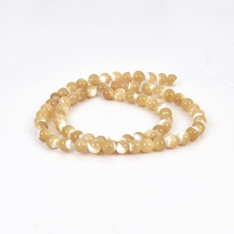 Бусины Перламутр бежевый, Натур. камень, 6 мм, Круглые (BUS-058109)