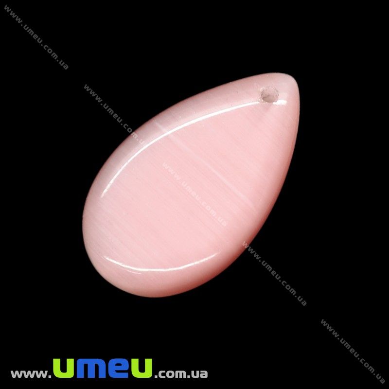 Підвіска скляна Крапля Котяче око, Персикова, 25х14 мм (POD-014276)