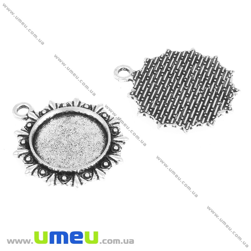 Основа кругла, 29х25 мм, 16 мм, Античне срібло (OSN-004259)