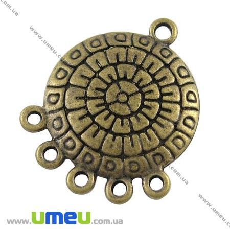 Конектор металевий круглий, 26х21 мм, Антична бронза (KON-001959)