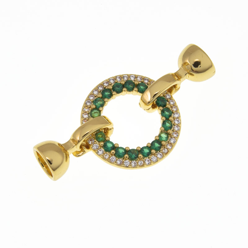 Застібка, 36х18 мм, Латунь з покриттям 18 kt, Куб. цирконій (ZAM-060833)