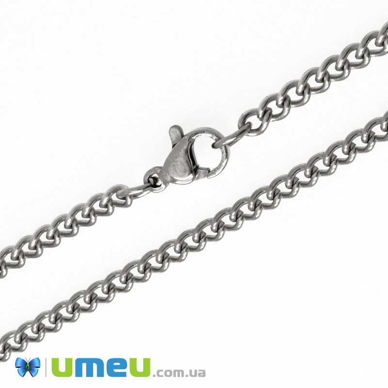 Основа на шию з нерж. ст., Темне срібло, 3 мм, 50 см (STL-044625)