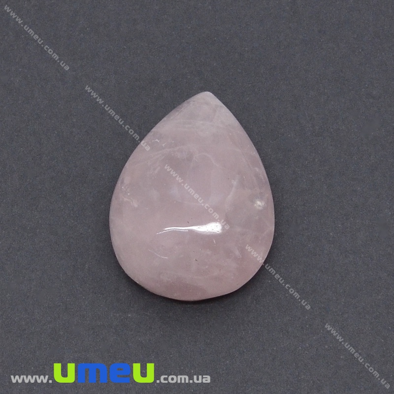 Кабошон нат. камінь Кварц рожевий, Крапля, 32х23 мм (KAB-036166)