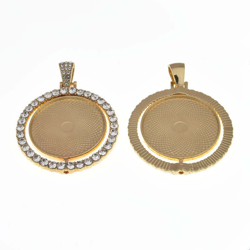 Основа круглая вращающаяся со стразами, 54х42 мм, 30 мм, Золото (OSN-059442)