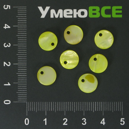 Підвіска перламутрова, Жовта, 10 мм (POD-001441)