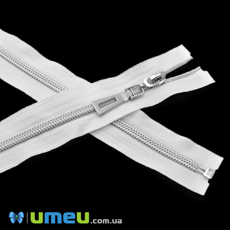 Блискавка спіральна роз'ємна Сільвер, 50 см, Тип 7, Біла, Срібло (ZIP-060478)