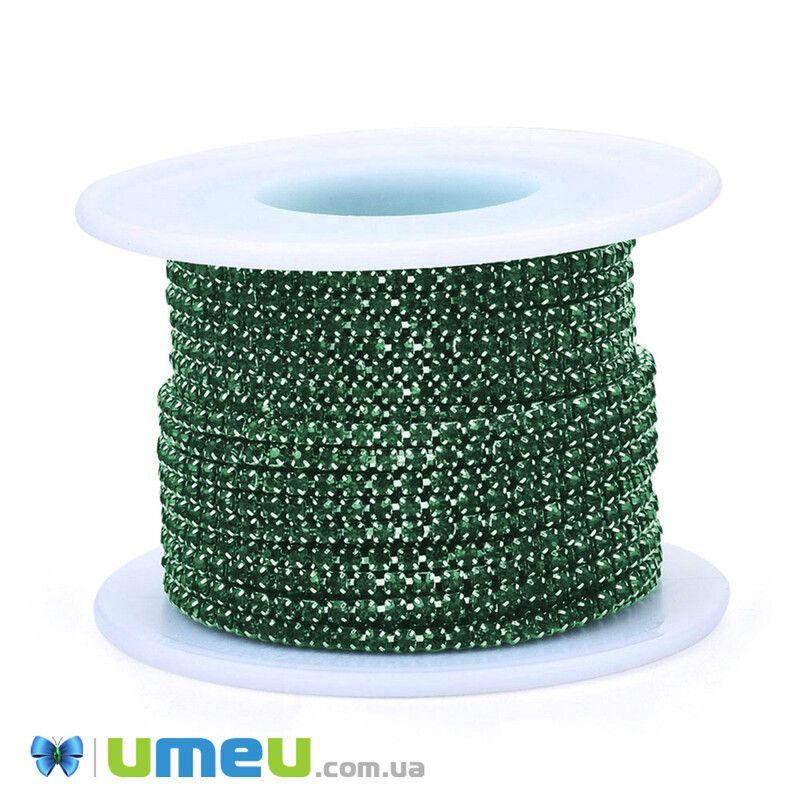 Стразового ланцюг SS6 - 2,0 мм, Зелена, Стрази скляні зелені (ZEP-043003)