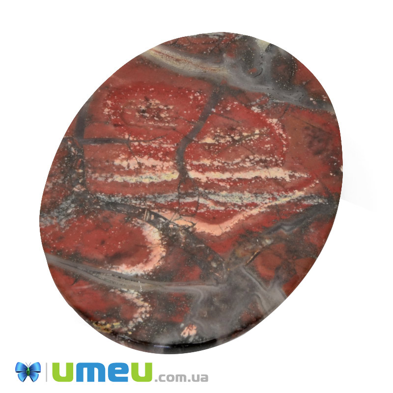 Кабошон нат. камінь Яшма брекчієва, Овал, 40,1 х30,2 мм (KAB-050036)