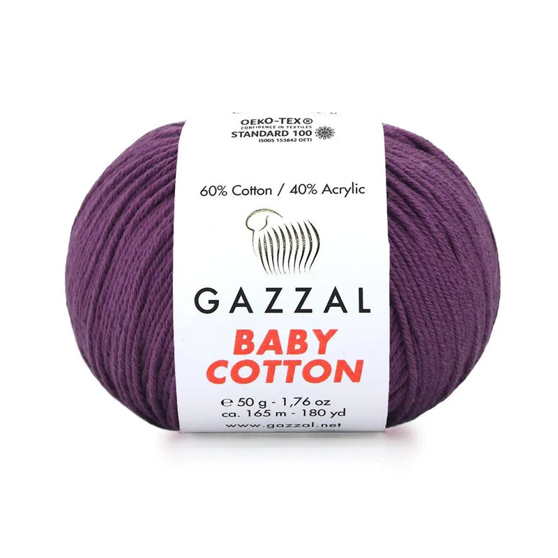 Пряжа Gazzal Baby Cotton №3441, 50 г, 165 м, Бузкова (YAR-060768)