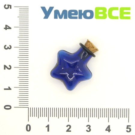 Скляна баночка Зірка, Синя, 23х20 мм (DIF-006701)