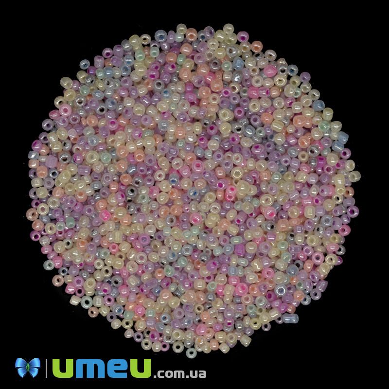 Бісер китайський дрібний, 12/0, Мікс перламутровий, 2 мм (BIS-009097)