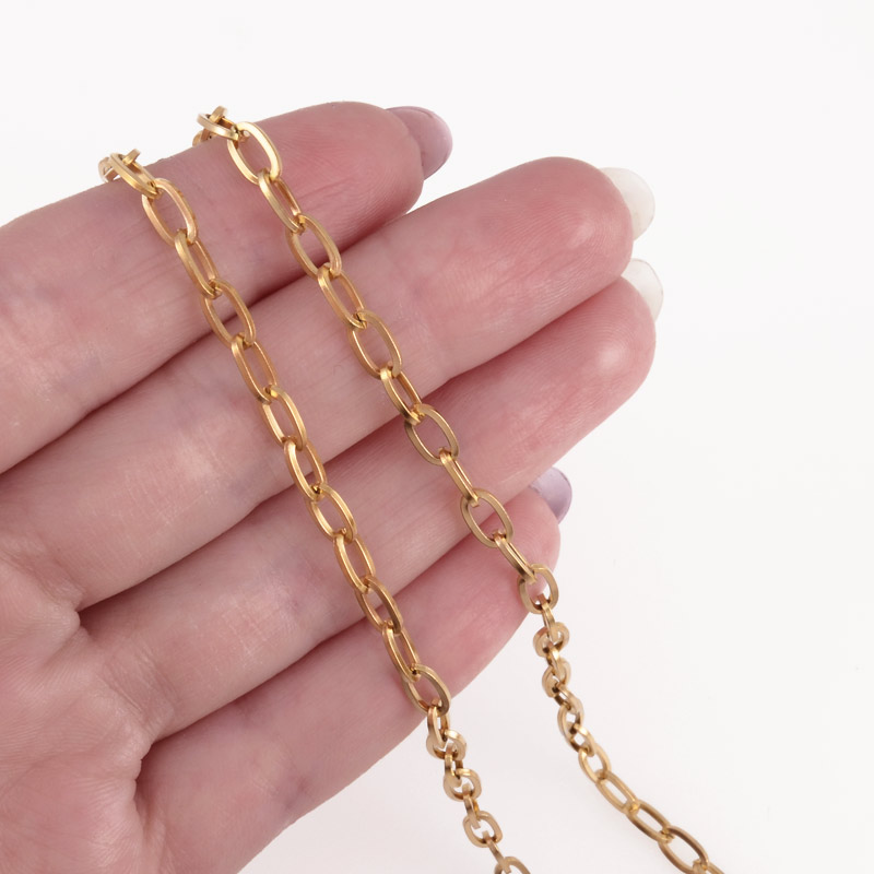 Ланцюг з нержавіючої сталі, 4 мм, Покриття 18 kt (ZEP-055329)