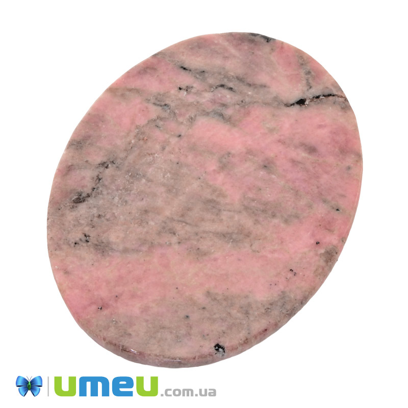 Кабошон нат. камінь Родоніт, Овал, 40,3 х30,2 мм (KAB-003092)