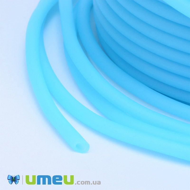 Шнур каучуковый полый, 3 мм, Голубой (LEN-040183)