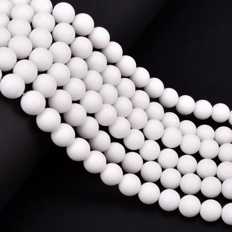 Намистини Мармур білий, Синт. камінь, 8 мм, Круглі (BUS-051866)