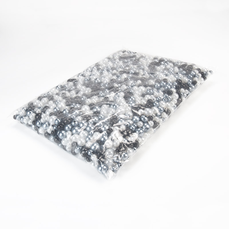 Намистини для сумок ОПТ, Пластикові круглі, Перли, 6-10 мм, Мікс чорно-білий (BUS-059773)