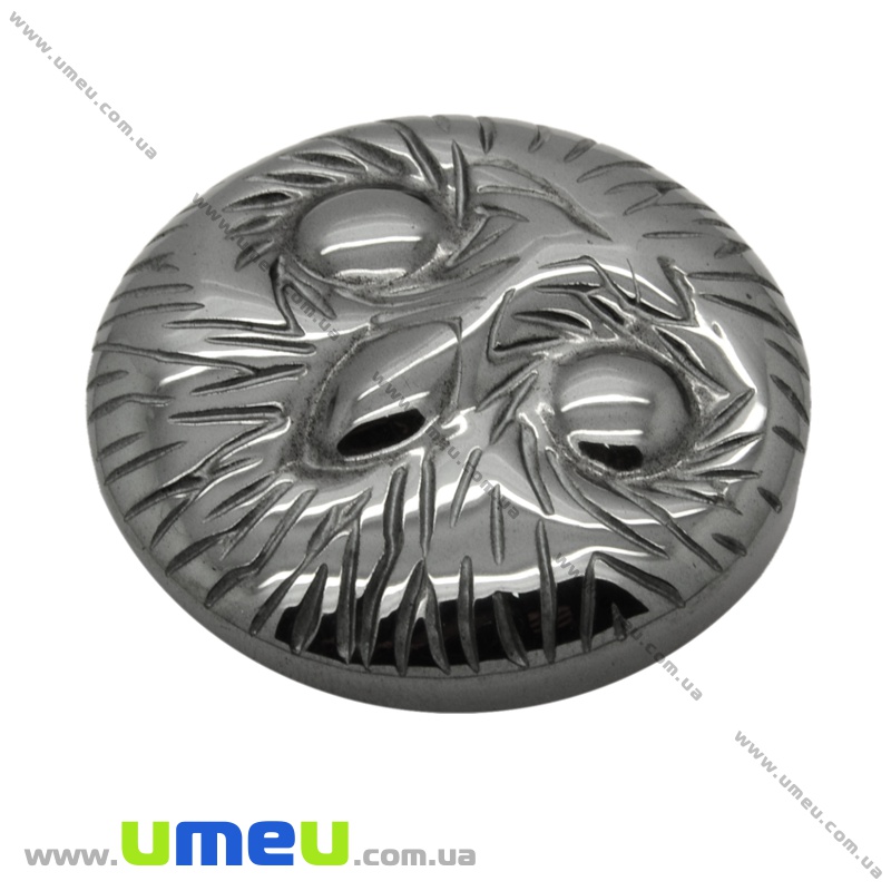 Кабошон нат. камень Гематит Сова, Круглый, 40 мм (KAB-001412)