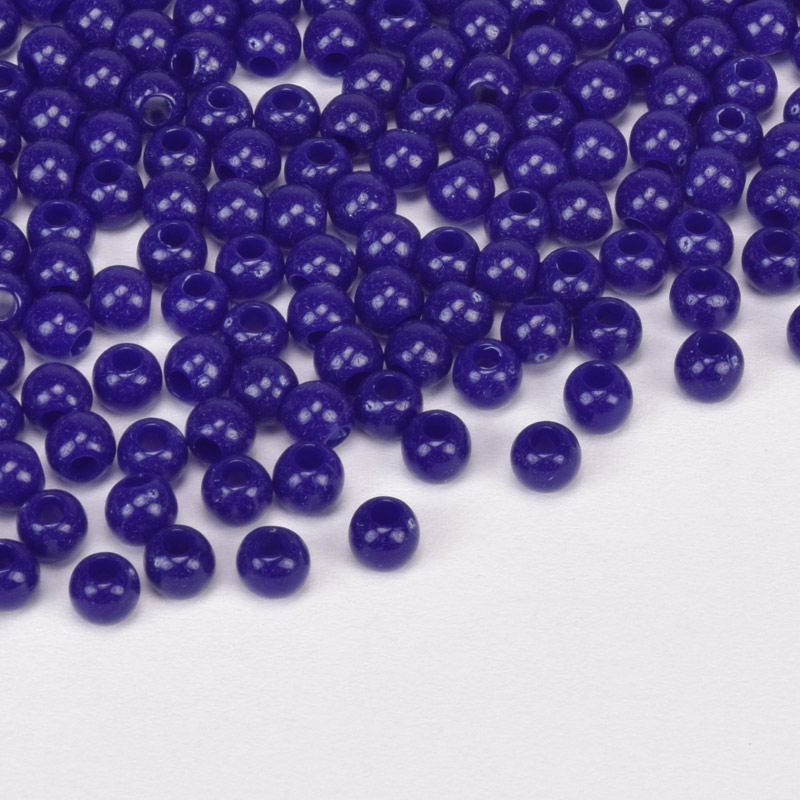Намистини пластикові Круглі, 3,5 мм, Сині (BUS-059690)