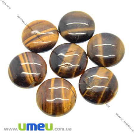 Кабошон нат. камінь Тигрове око, Круглий, 26 мм (KAB-002654)