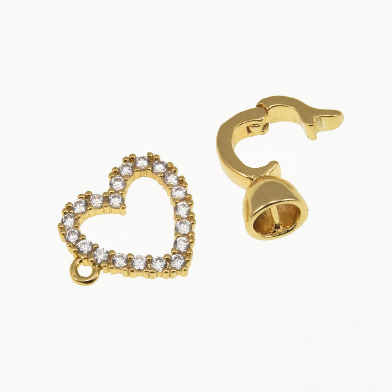 Застібка, 22х12 мм, Латунь з покриттям 18 kt, Куб. цирконій (ZAM-060837)