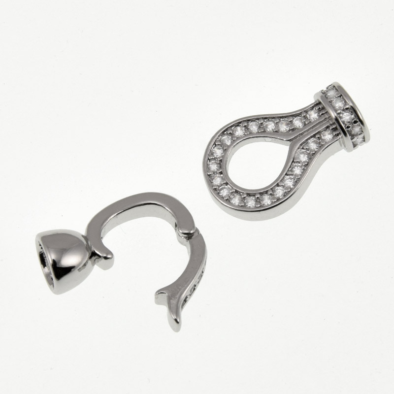 Застёжка, 23х9,5 мм, Латунь с покрытием Родий, Куб. цирконий (ZAM-060839)