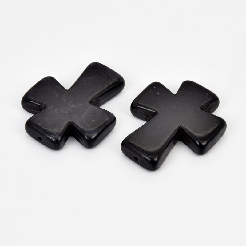 Підвіска-намистина, Бірюза синт. пофарбована, 36х30х7 мм, Хрест (BUS-058019)