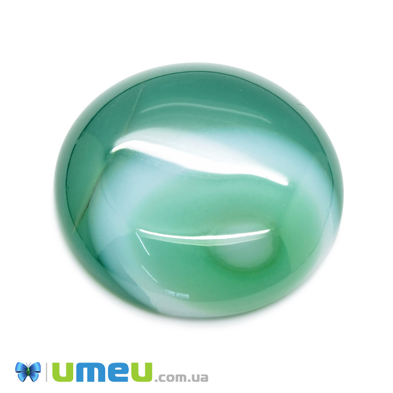 Кабошон нат. камінь Агат зелений, Круглий, 25,1 мм (KAB-050014)