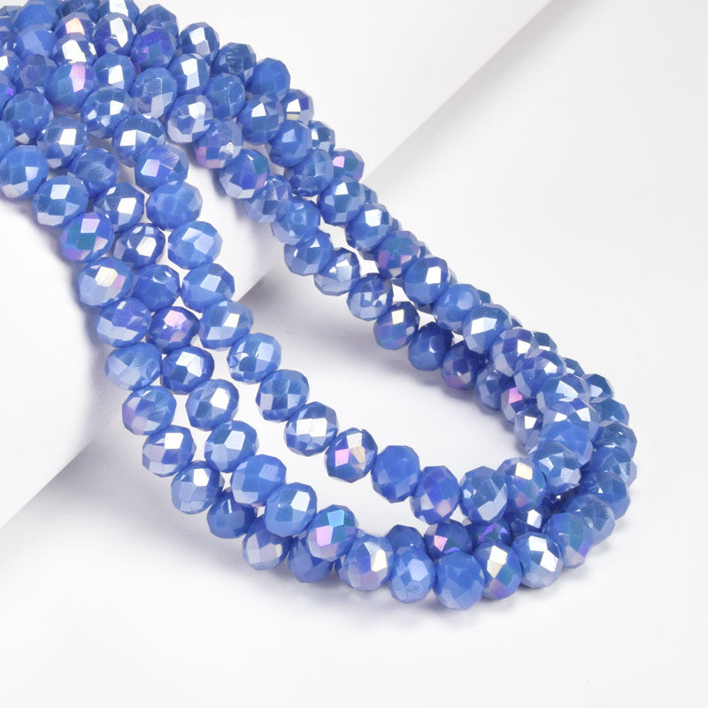 Намистини ронделі, 8х6 мм, Сині АВ (BUS-057151)