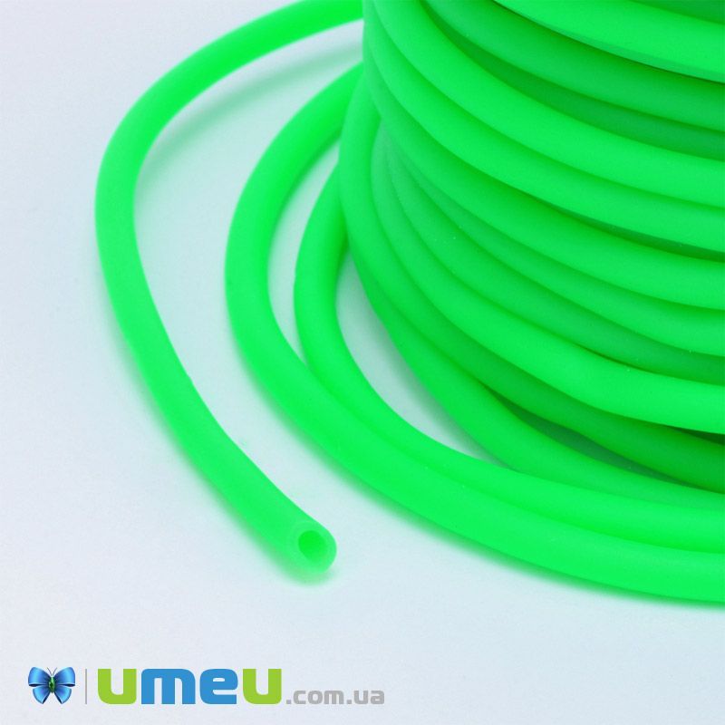Шнур каучуковый полый, 3 мм, Салатовый (LEN-040187)
