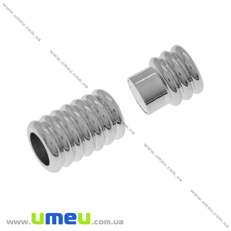 Замок магнітний для вклеювання шнура, Темне срібло, 20х9 мм (ZAM-013557)