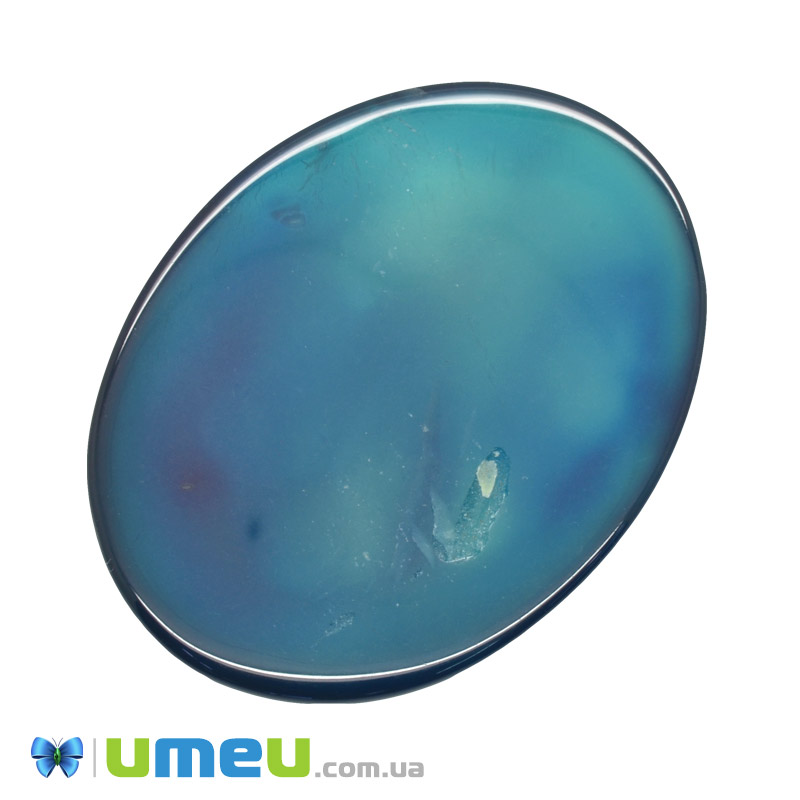 Кабошон нат. камінь Агат синій, Овал, 40х30 мм (KAB-050592)