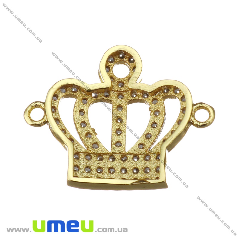 Конектор металевий з фіанітами Корона, 19х15 мм, Чорний (KON-036744)